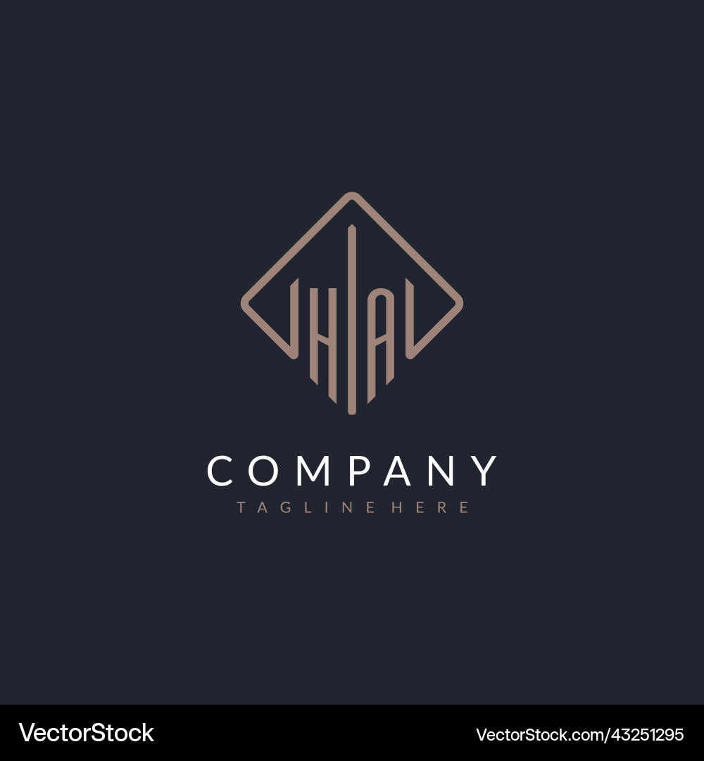 Ha initial logo with curved rectangle style design Ha initial logo with curved rectangle style design vector image