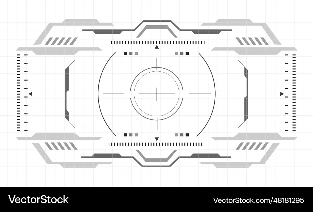 Hud sci-fi interface screen monochrome view Hud sci-fi interface screen monochrome view Vector Image