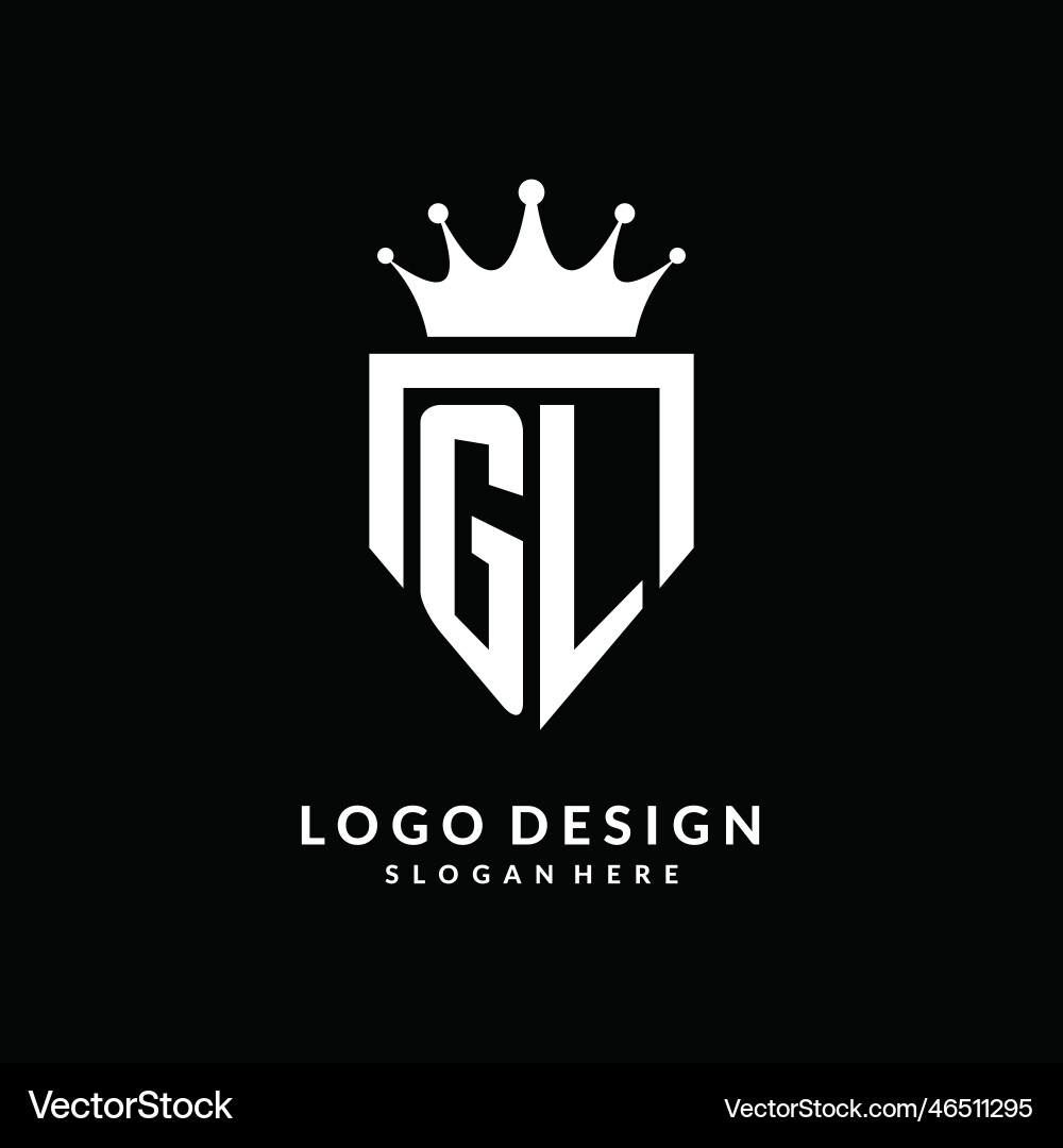 Letter gl logo monogram emblem style with crown Vector Image