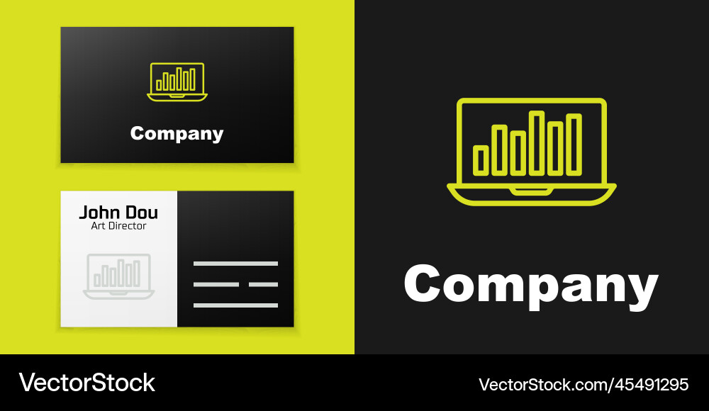Logotype line laptop with graph chart icon Logotype line laptop with graph chart icon vector image