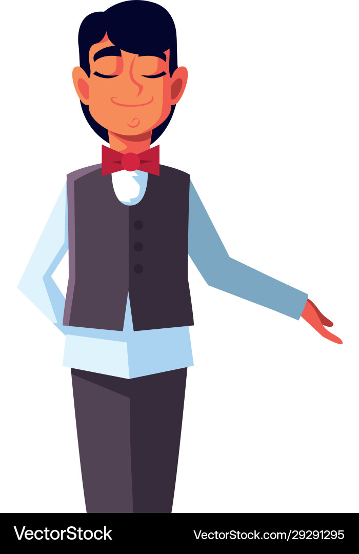 Man waiter with uniform on white background Vector Image