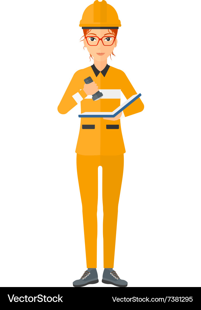 Miner checking documents vector image
