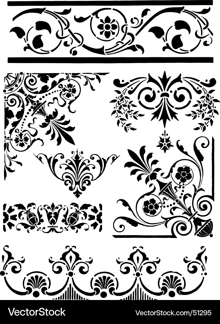 Ornate Floral Motifs Vector Image