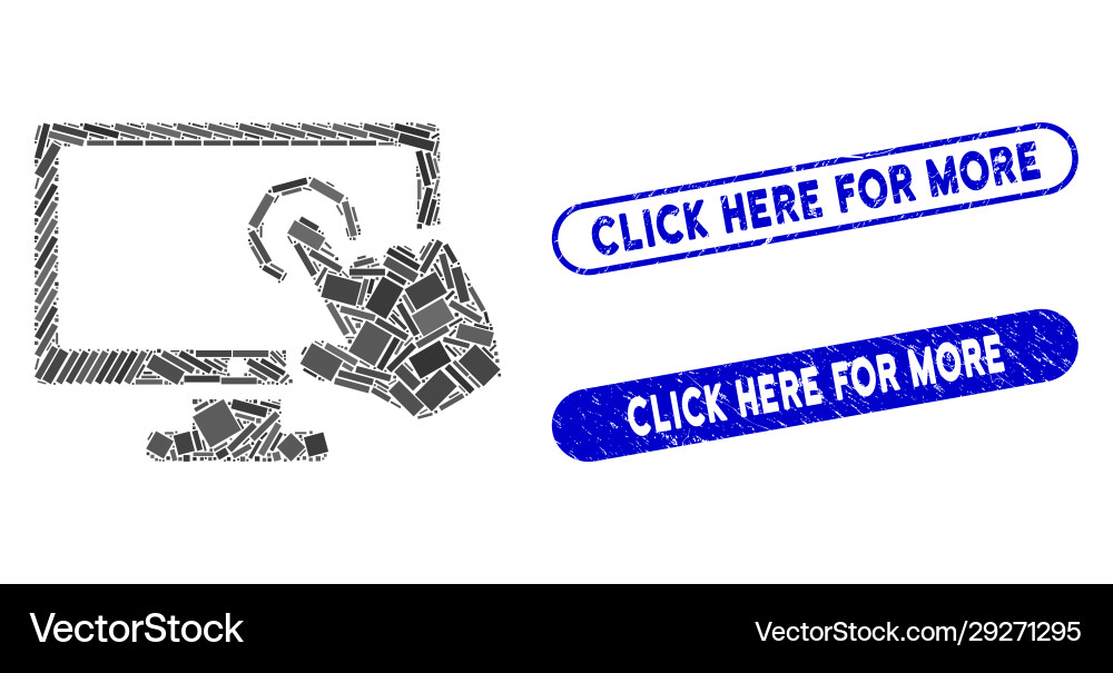 Rectangle mosaic pc screen tap with textured click Rectangle mosaic pc screen tap with textured click vector image