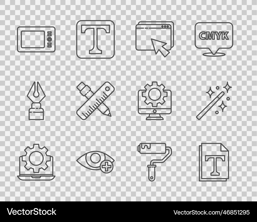 Set line laptop and gear text file document web Set line laptop and gear text file document web vector image