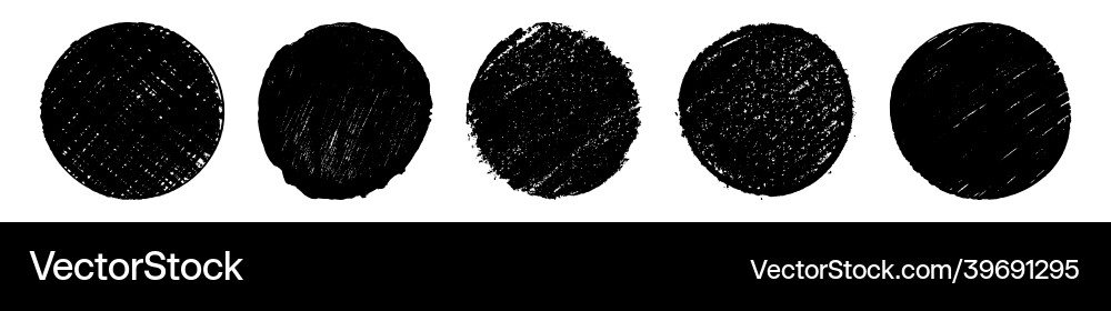 Set of black grunge texture round shape isolated Set of black grunge texture round shape isolated vector image