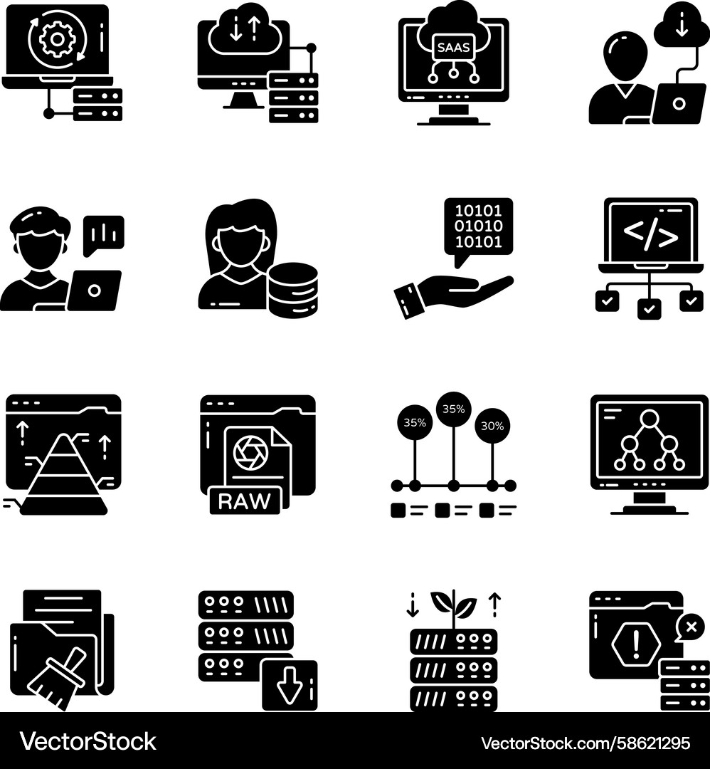 Set of data solid icons Vector Image