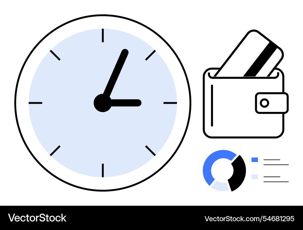 Time management concept with clock wallet Time management concept with clock wallet vector image