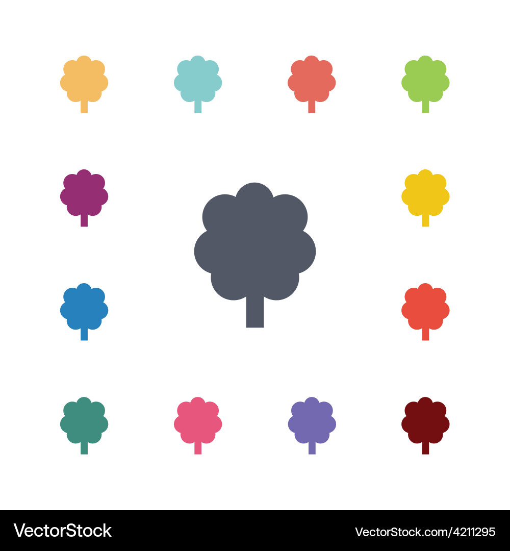 Tree flat icons set Vector Image