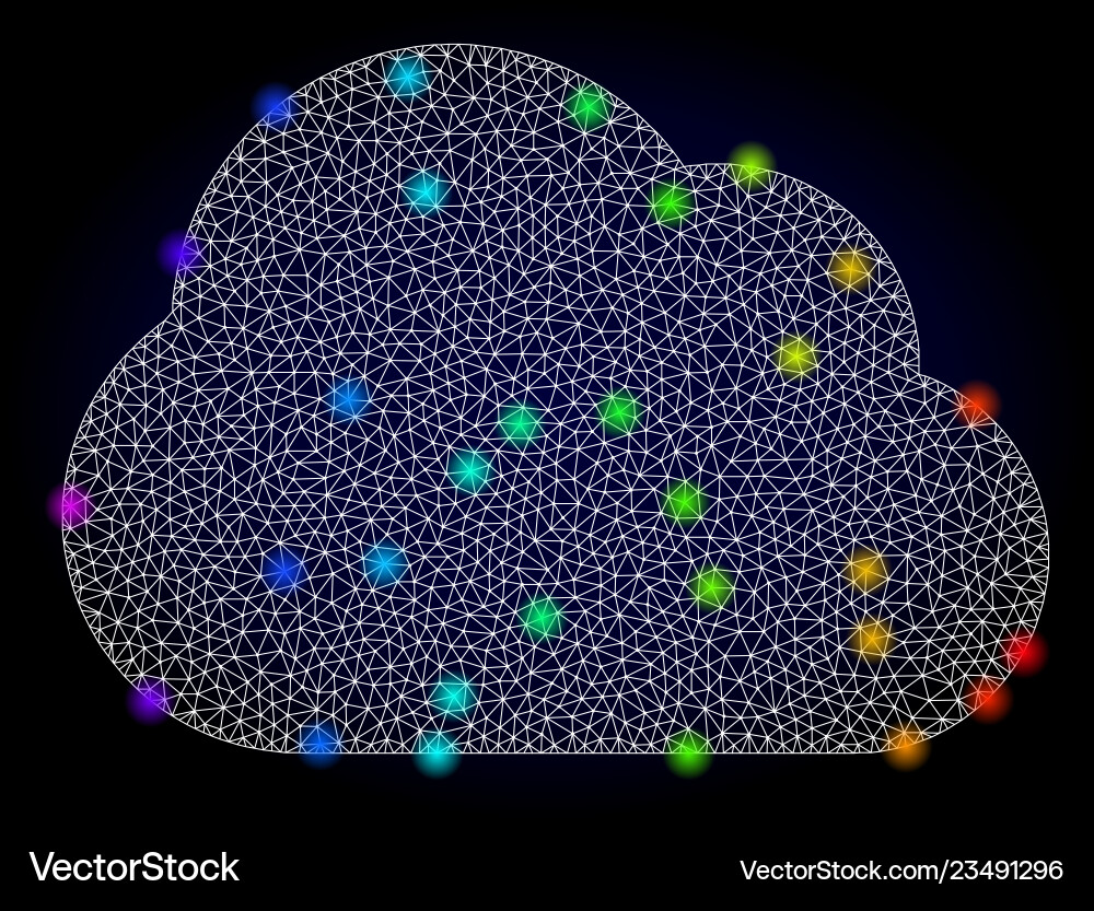 2d mesh cloud with spectrum colored light 2d mesh cloud with spectrum colored light vector image