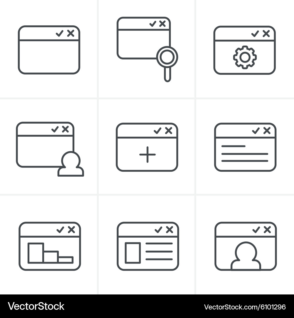 Browser Icon Set - Line Style vector image