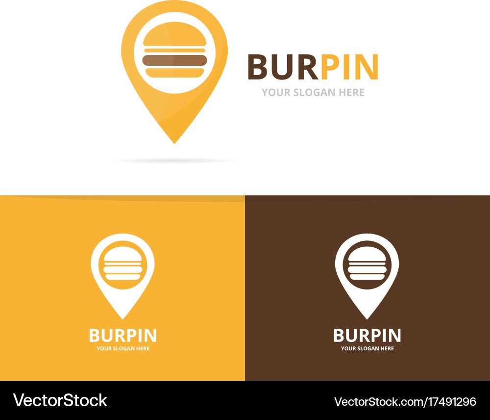 Burger and map pointer logo combination Vector Image