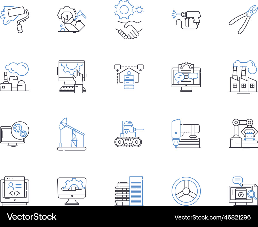 Constructor line icons collection blueprint Constructor line icons collection blueprint vector image