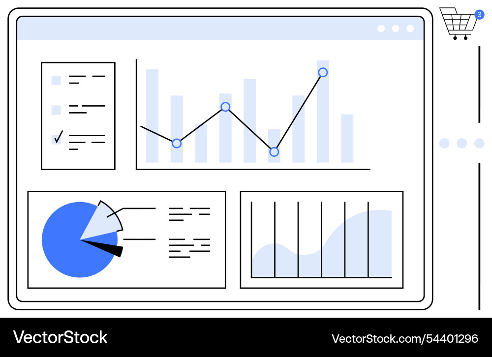Data analytics dashboard with graphs and charts Data analytics dashboard with graphs and charts vector image