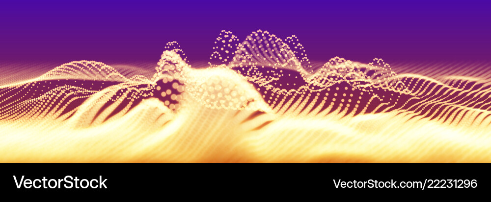 Golden Particle Wave Data Stream vector image