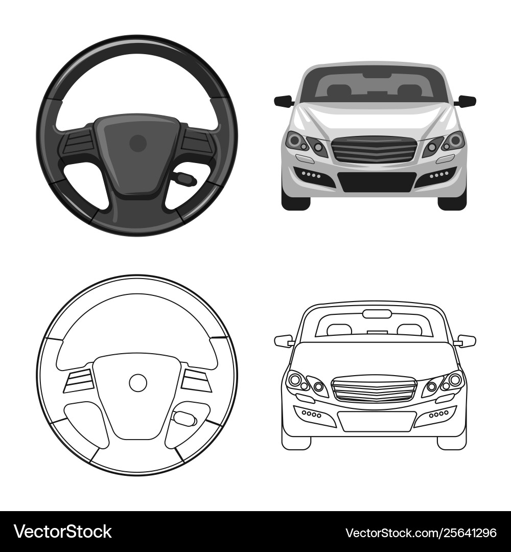 Isolierte Objekt Auto- und Teil-Icon-Set Vektorbild