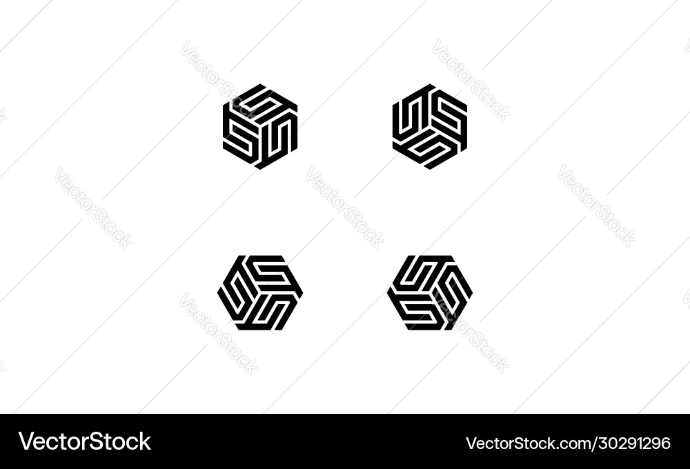 Letter f and c with cube shape logo design concept vector image