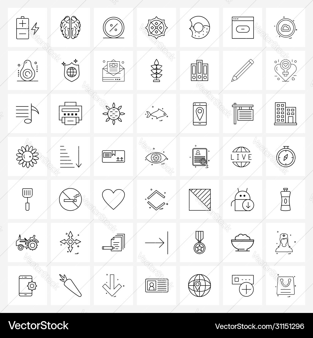 Modern style set 49 line pictograph grid based vector image