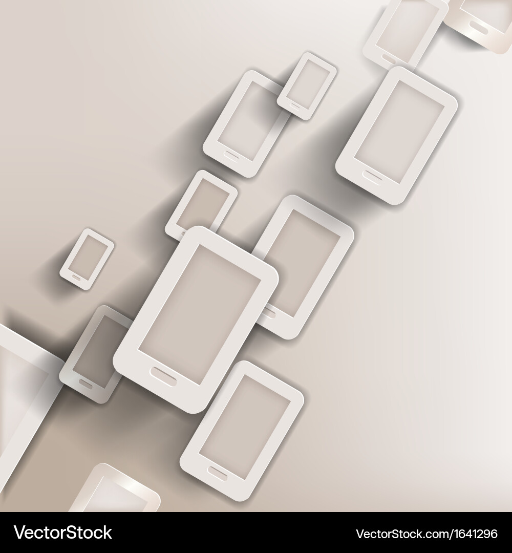 Paper background with phone web iconflat design vector image