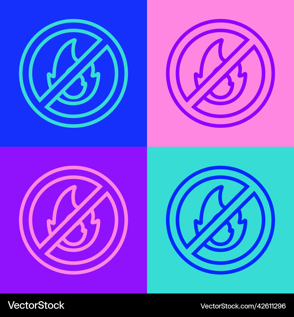 Pop Art Line kein Feuer Ikone isoliert auf Farbe Pop Art Line kein Feuer Ikone isoliert auf Farbe vektorbild