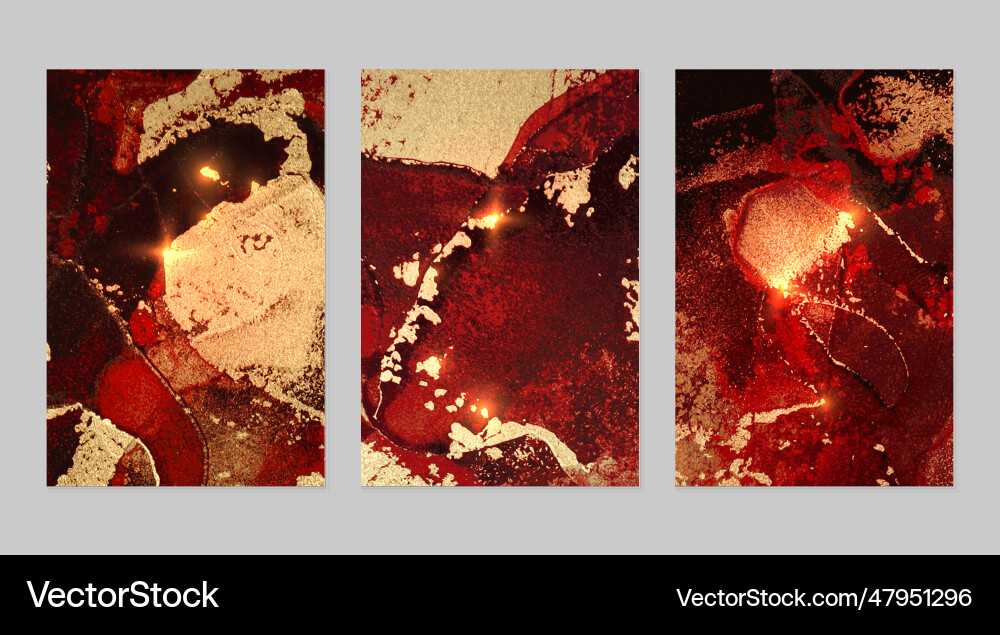 Red black and gold pattern with texture of geode vector image