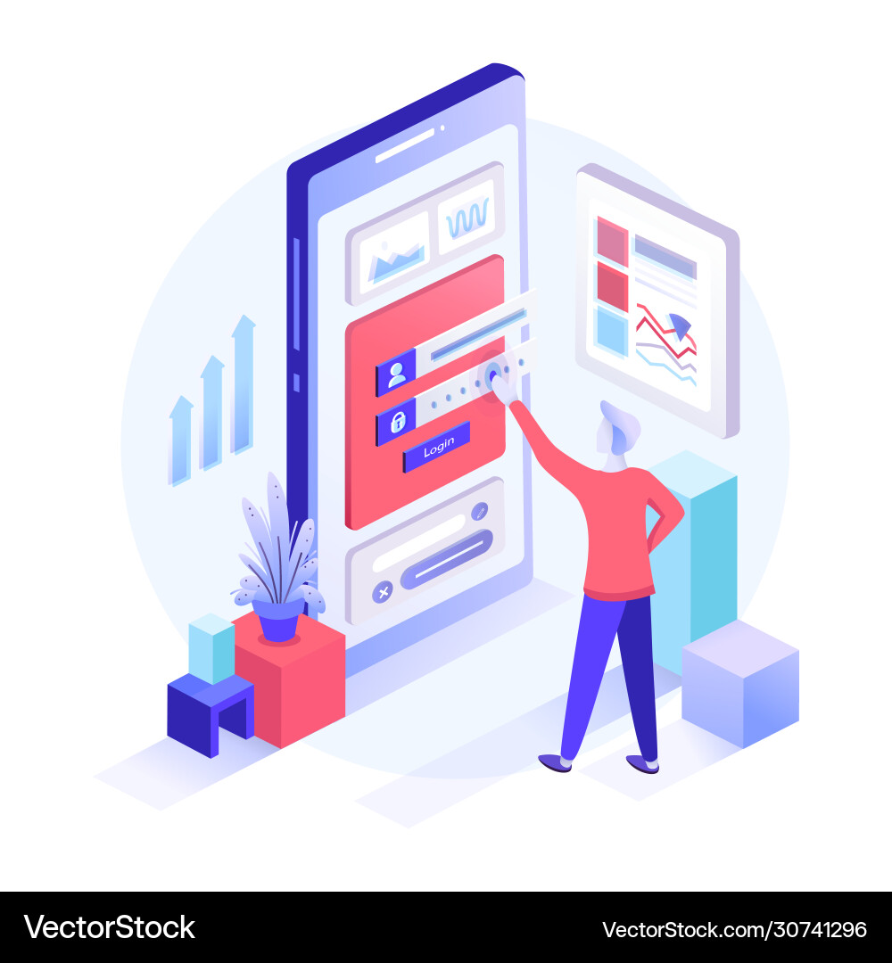 Registration form or login user interface a man Vector Image