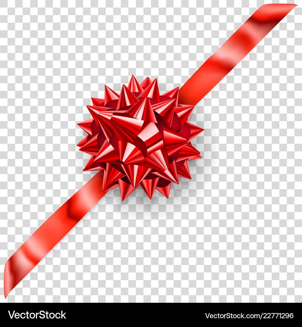 Shiny Red Bow with Ribbon Vector Image