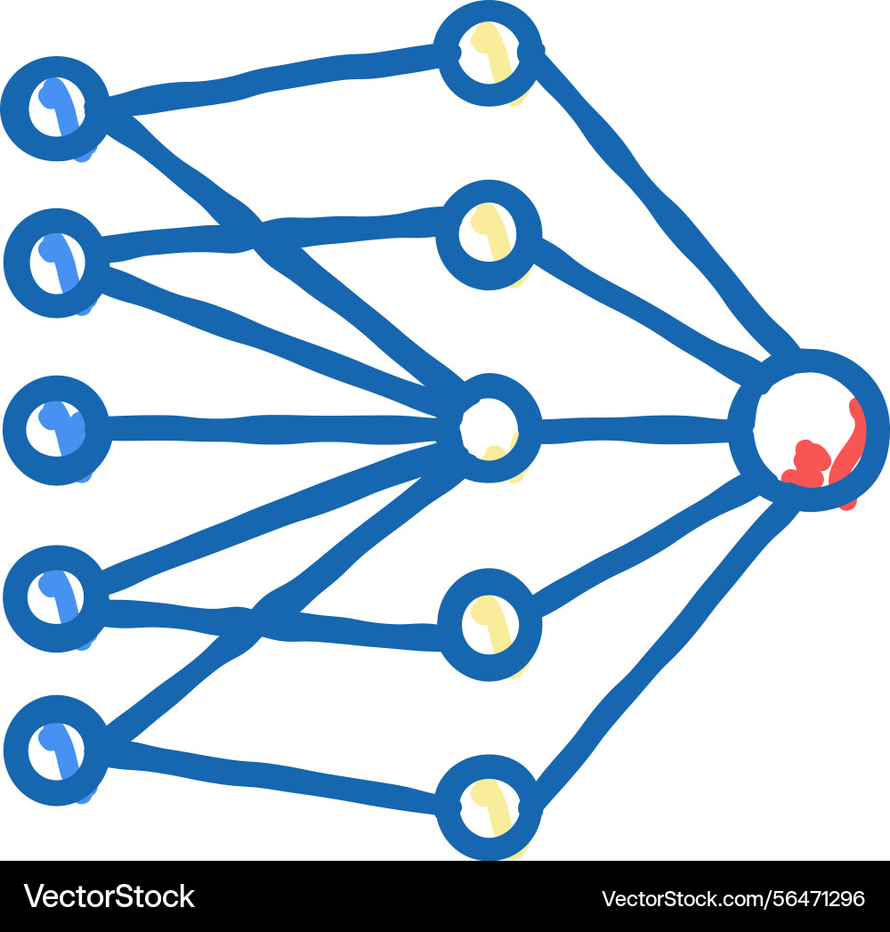Single layer neural network icon doodle Single layer neural network icon doodle vector image
