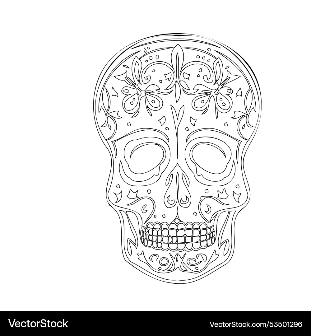 Sugar skull makeup outline sketch Sugar skull makeup outline sketch vector image