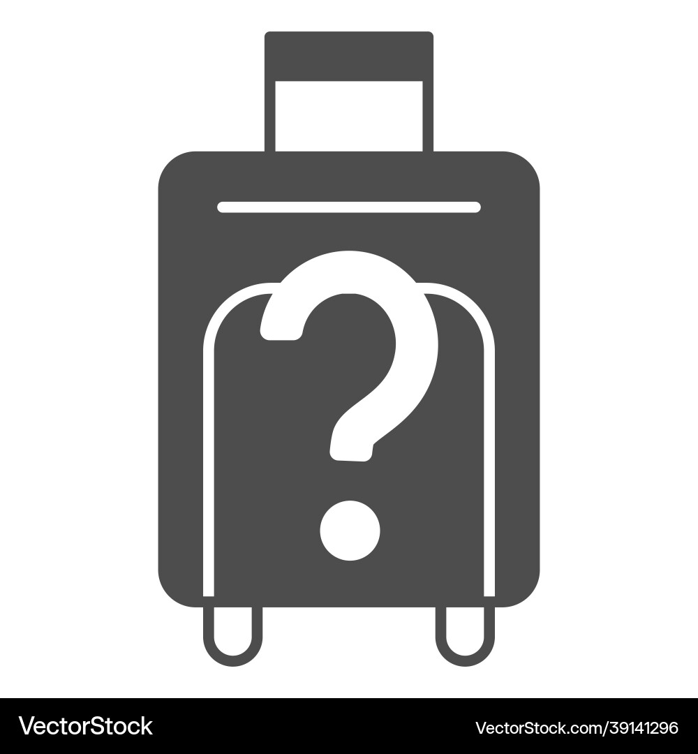 Suitcase and question mark solid icon security Vector Image