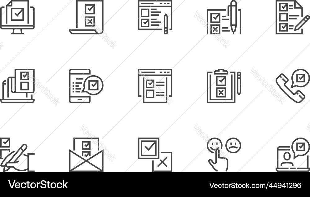 Survey line icons set Survey line icons set vector image