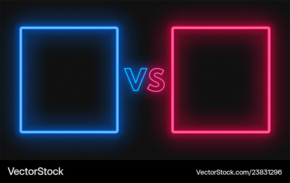 Versus-Bildschirm mit Neonrahmen und vs Zeichen Versus-Bildschirm mit Neonrahmen und vs Zeichen vektorbild