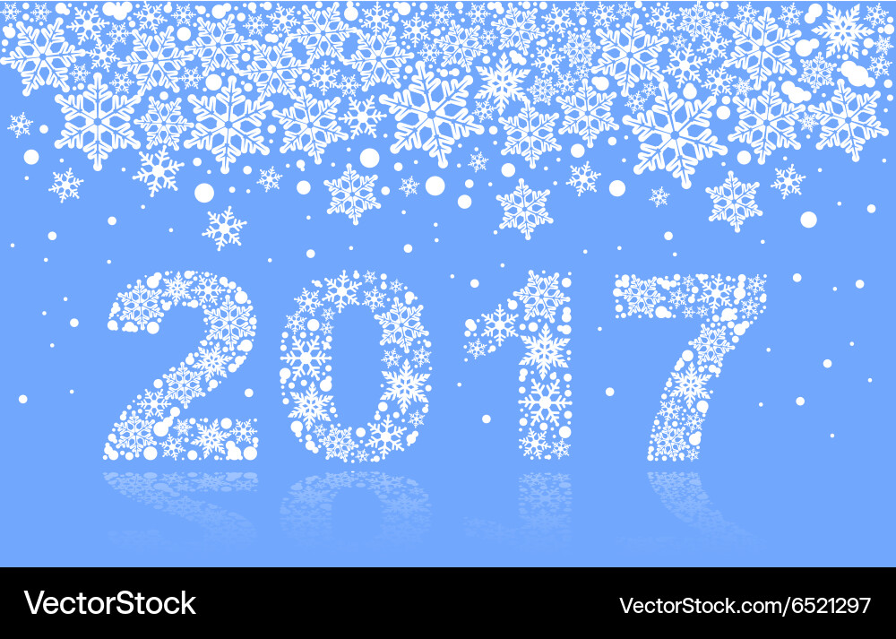 2017 background of snowflakes number text vector image