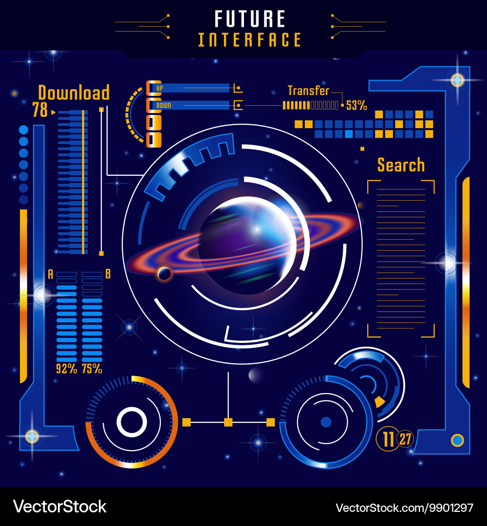 Abstract future interface composition vector image