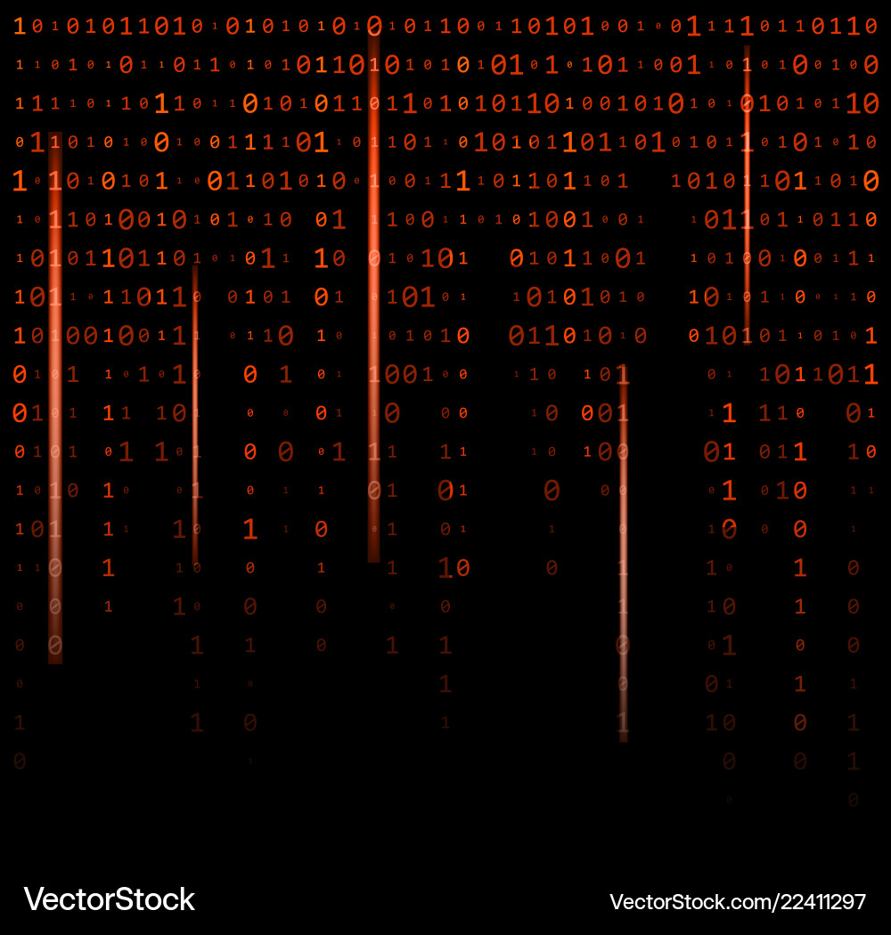 Binary code zero one matrix red background Binary code zero one matrix red background vector image