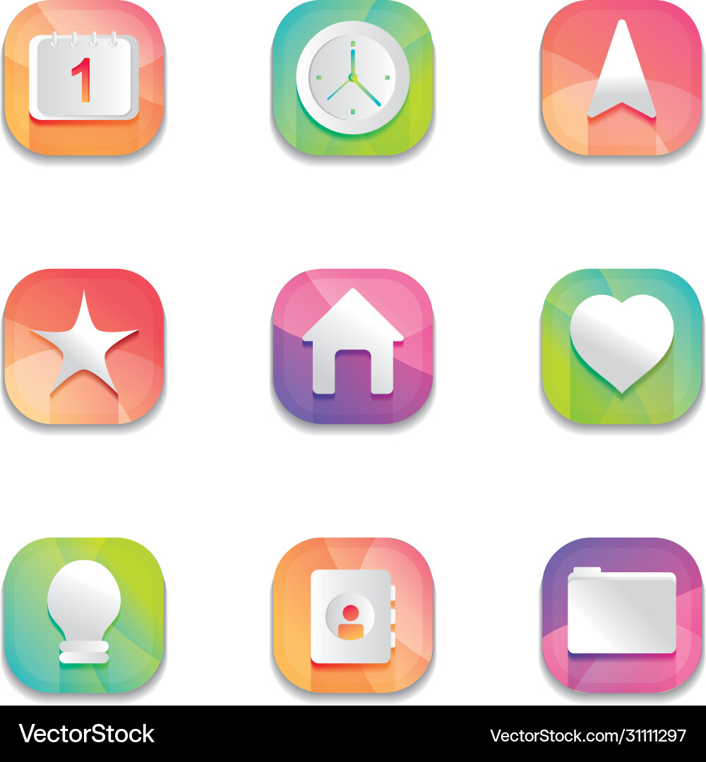 Calendar and mobile app buttons icon set detailed Calendar and mobile app buttons icon set detailed vector image