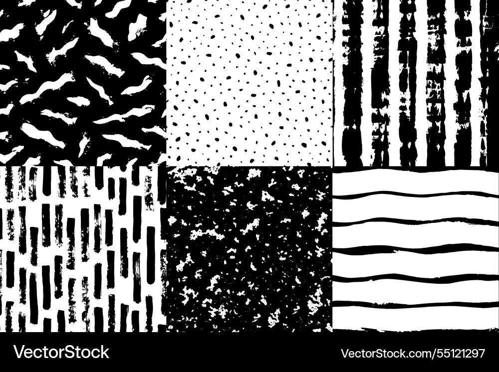 Dots and lines seamless texture pattern set Vector Image