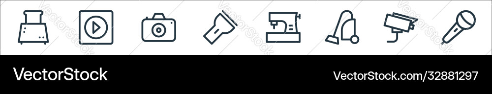 Electronics line icons linear set quality Electronics line icons linear set quality vector image