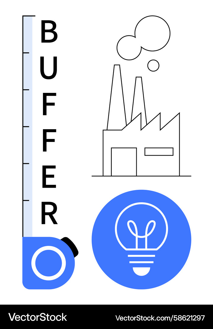 Factory with Buffer Scale & Innovation Vector Image