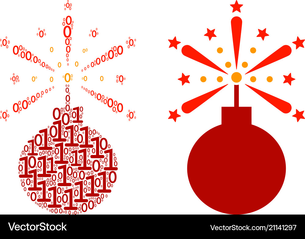 Fireworks detonator mosaic of binary digits Fireworks detonator mosaic of binary digits vector image