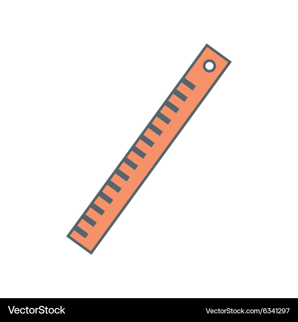 Flat with shadow icon and mobile application ruler vector image