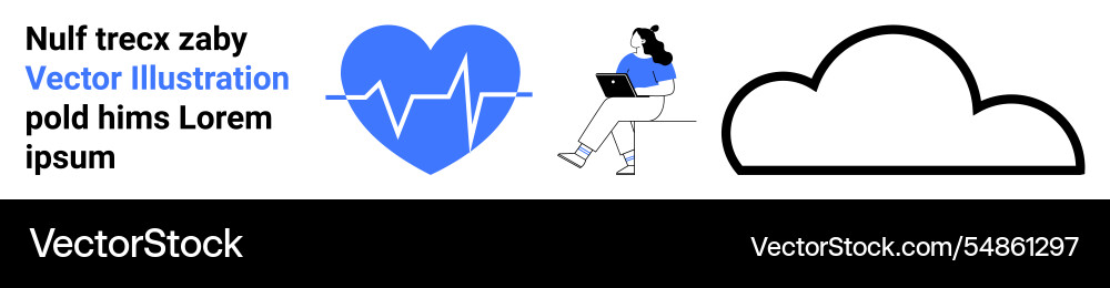 Heartbeat remote work and cloud computing themes Heartbeat remote work and cloud computing themes vector image