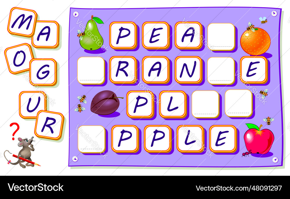 Logic puzzle game for kids with exercises Logic puzzle game for kids with exercises vector image