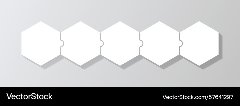 Puzzle diagram grid with 5 pieces in a row jigsaw Vector Image