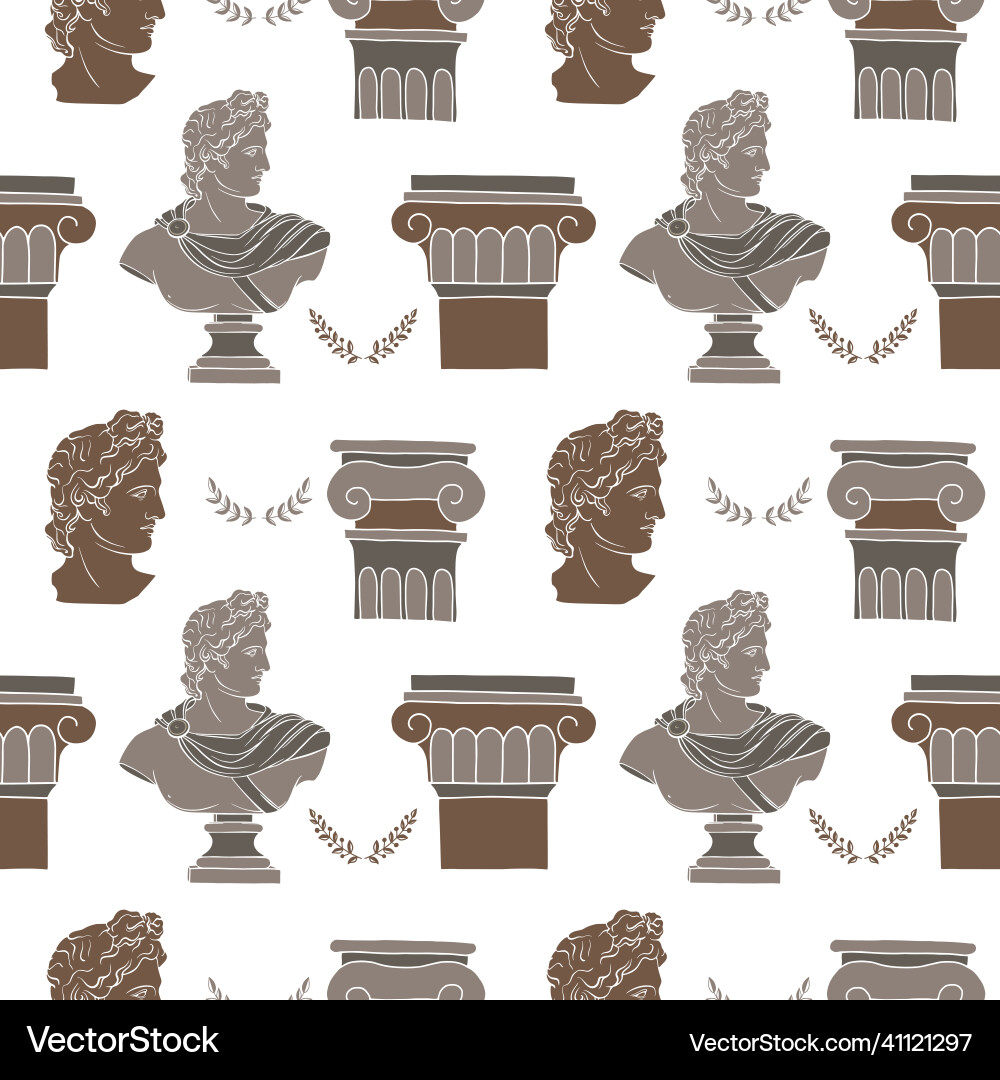 Seamless pattern columns statues vector image