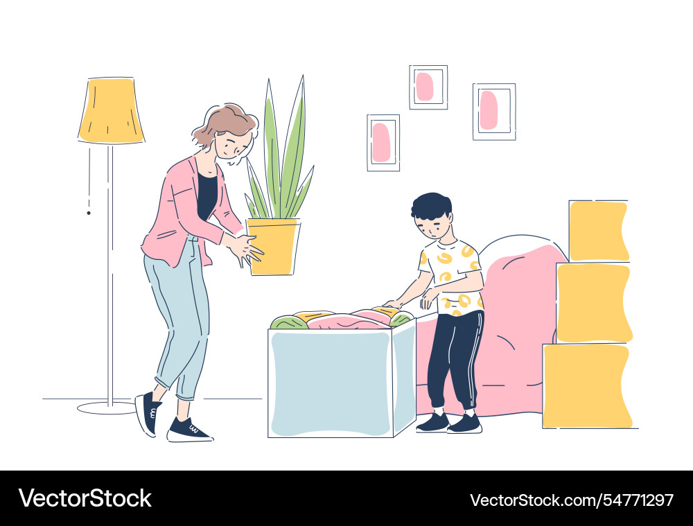 Setting up home simple style vector image