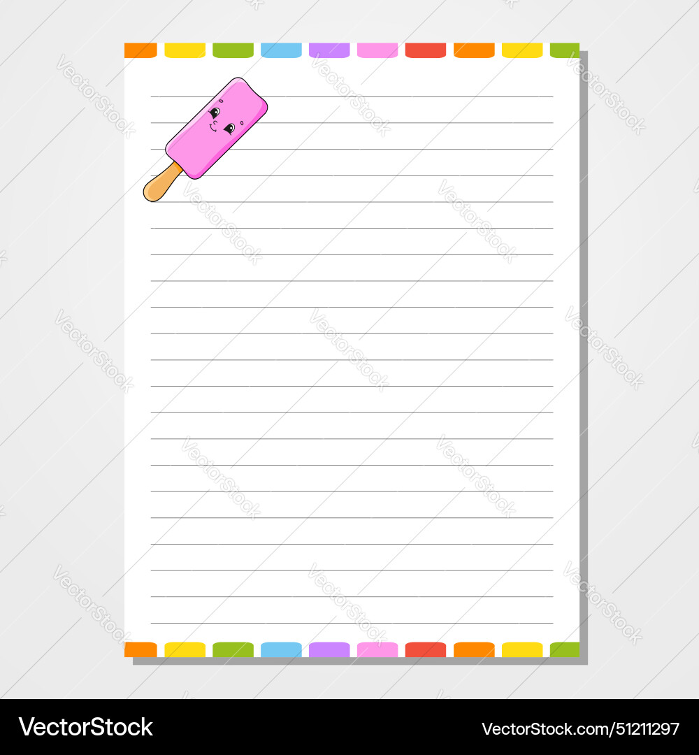 Sheet template for notebook notepad diary lined Sheet template for notebook notepad diary lined vector image