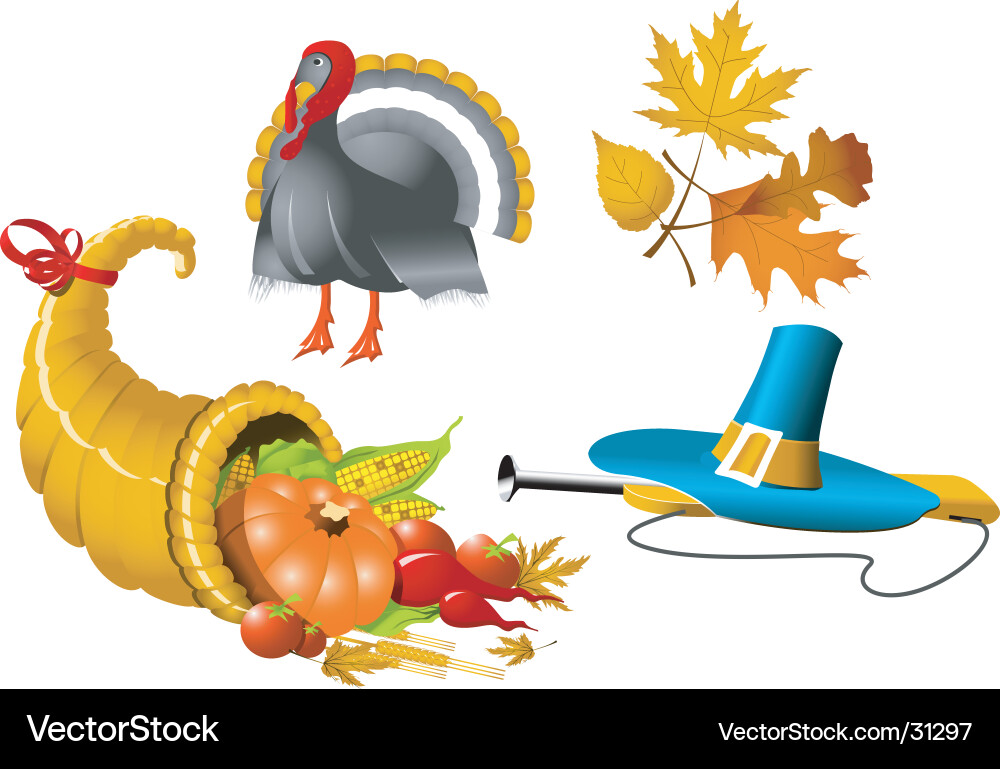 Thanksgiving Cornucopia Icons vektorbild