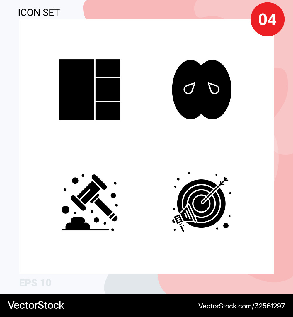 User interface pack basic solid glyphs grid Vector Image