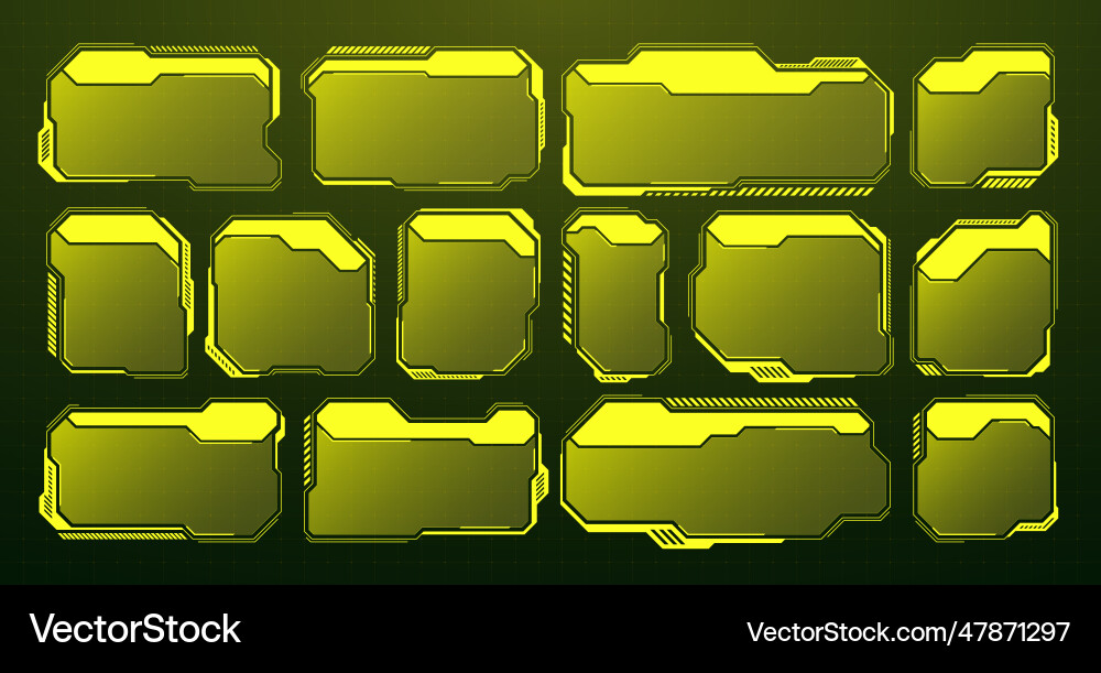 Yellow futuristic hud ui elements sci-fi user vector image